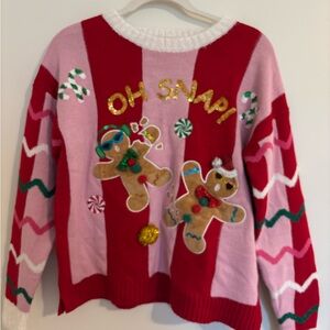 32 Degrees Red and Pink Gingerbread Sweater